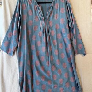 Roberta Roller Rabbit Blue Dress with Pink Botanical Print